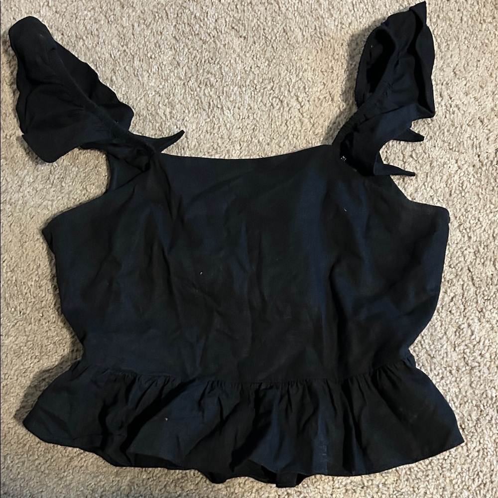 Express Black Ruffle Sleeve Blouse